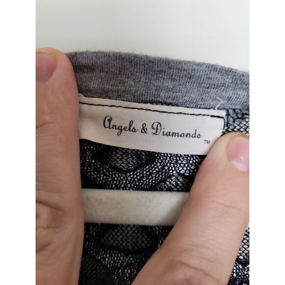 Angels & Diamonds Graphic T-Shirt Demonia Affliction Goth Emo Grunge Mesh Small - Picture 6 of 12